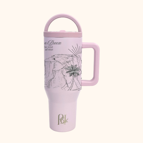 Paradise Found Hydra Hauler – 40 oz Leakproof Stainless Steel Tumbler with Dual Handles & Flip Straw | Laser Engraved Florals, Quotes & Bible Verses