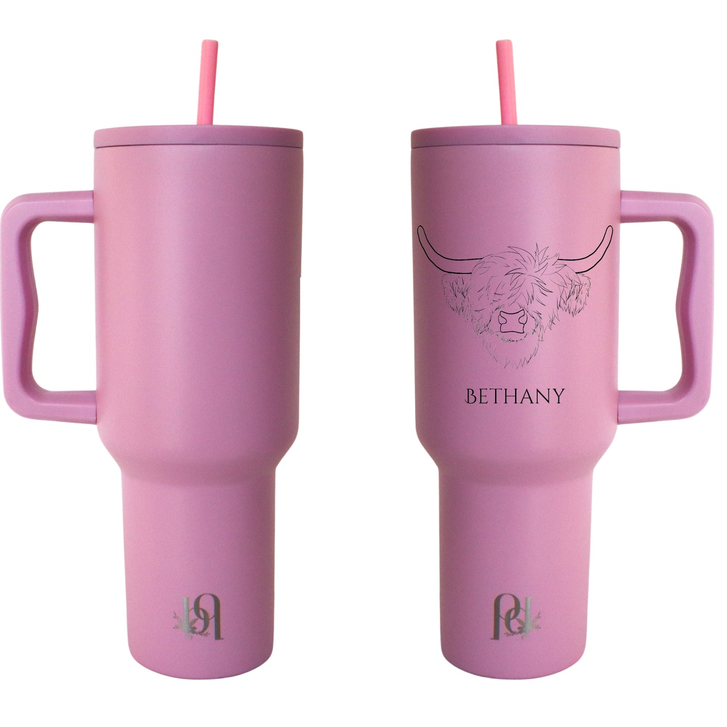 Personalized Highland Cow 40 oz Insulated Tumbler, Modern and Simple Extra Large Water Tumbler