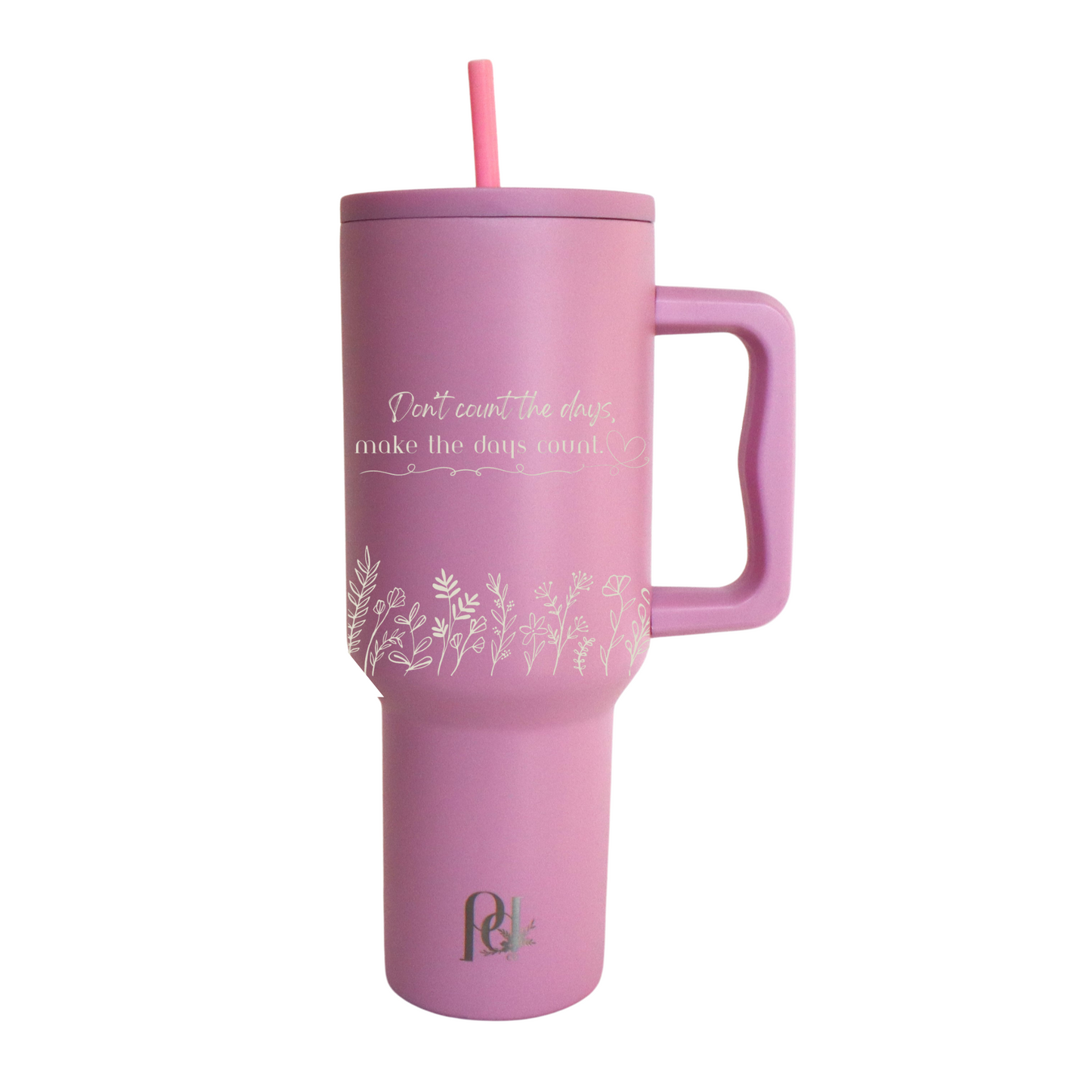 40 oz Water Tumbler Engraved Make The Days Count Design, Sleek Modern Large Tumbler