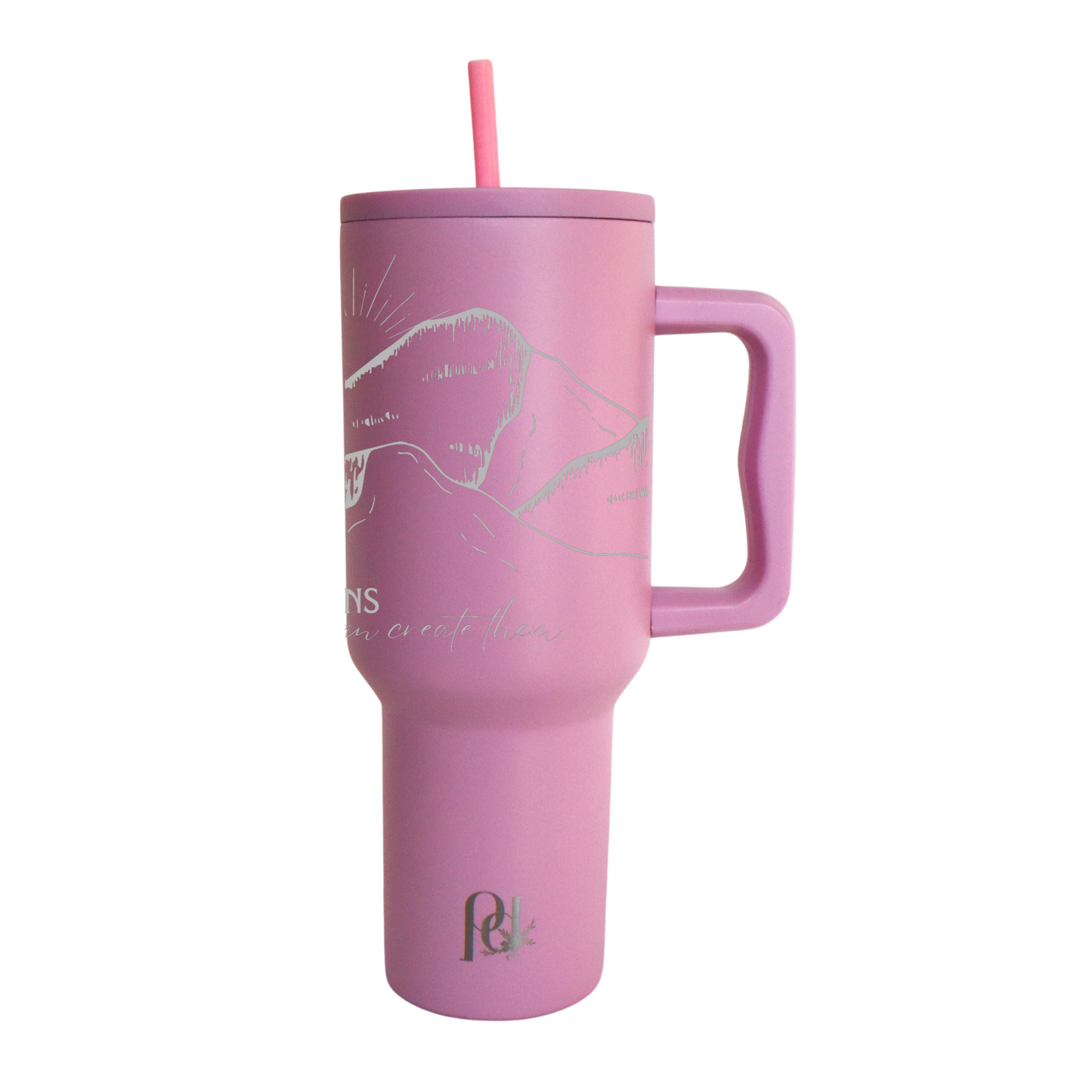 40 oz Water Tumbler Engraved Faith and Mountain Scene, Sleek Modern Large Tumbler