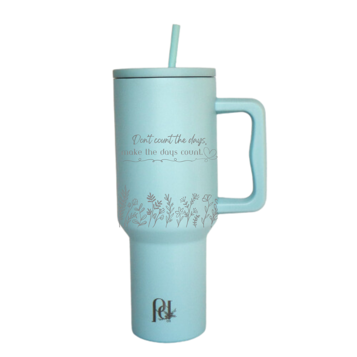 40 oz Water Tumbler Engraved Make The Days Count Design, Sleek Modern Large Tumbler