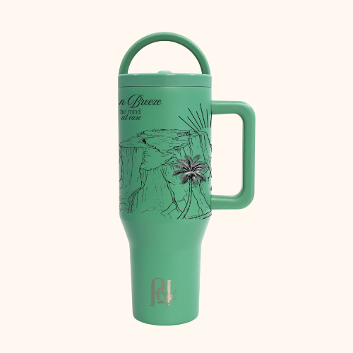 Paradise Found Hydra Hauler – 40 oz Leakproof Stainless Steel Tumbler with Dual Handles & Flip Straw | Laser Engraved Florals, Quotes & Bible Verses