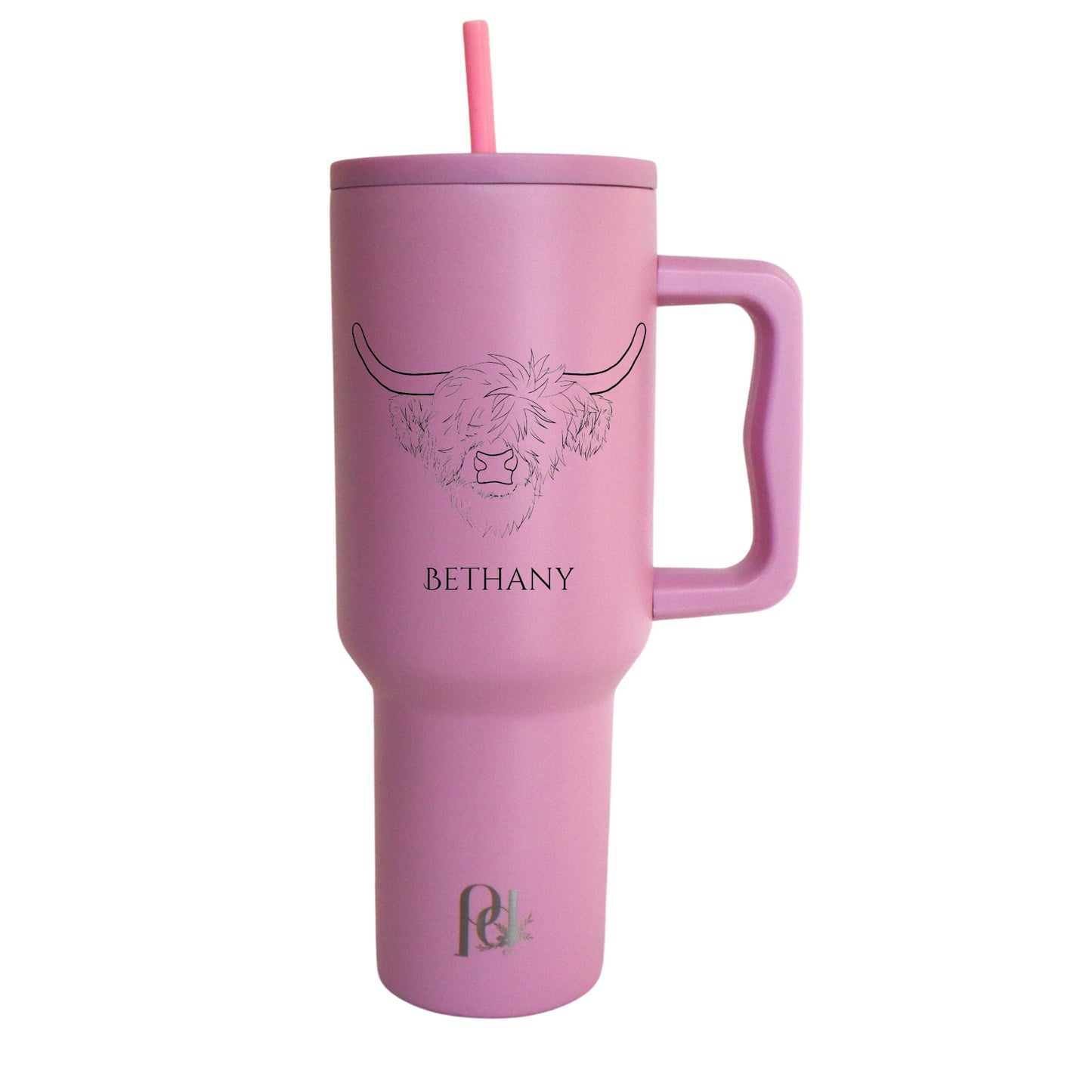 Personalized Highland Cow 40 oz Insulated Tumbler, Modern and Simple Extra Large Water Tumbler