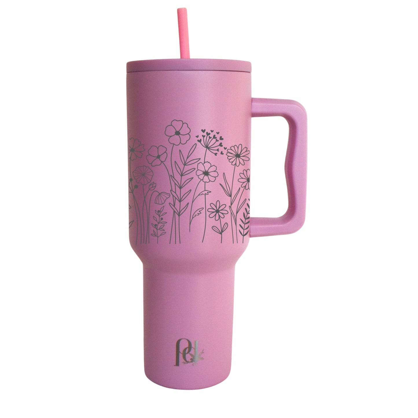 Floral Fields 40 oz Insulated Tumbler, Modern and Simple Extra Large Water Tumbler
