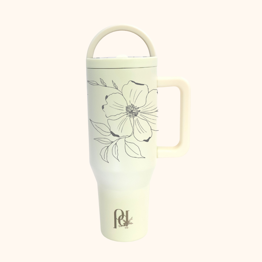 Dogwood Floral Hydra Hauler – 40 oz Leakproof Stainless Steel Tumbler with Dual Handles & Flip Straw | Laser Engraved Florals