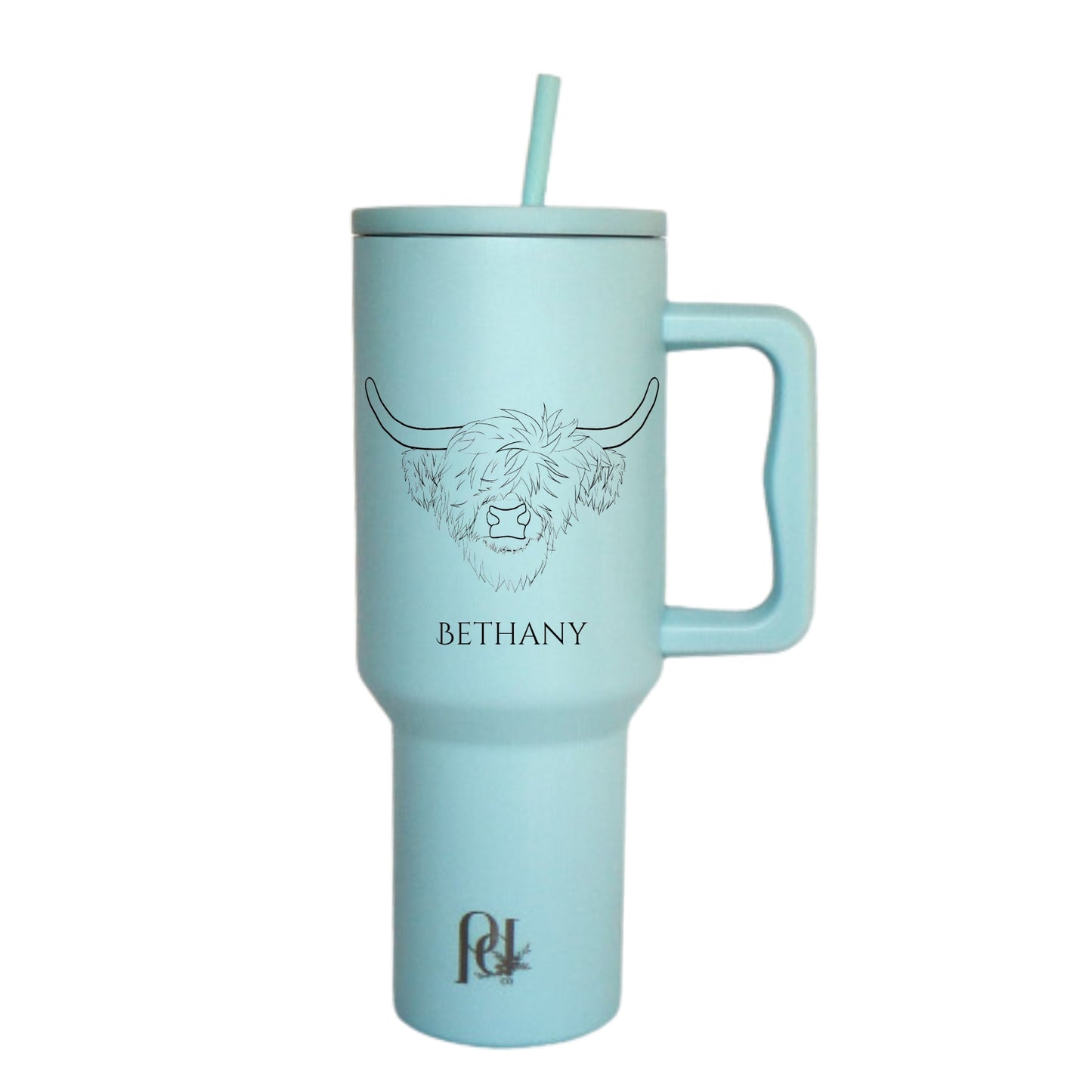 Personalized Highland Cow 40 oz Insulated Tumbler, Modern and Simple Extra Large Water Tumbler