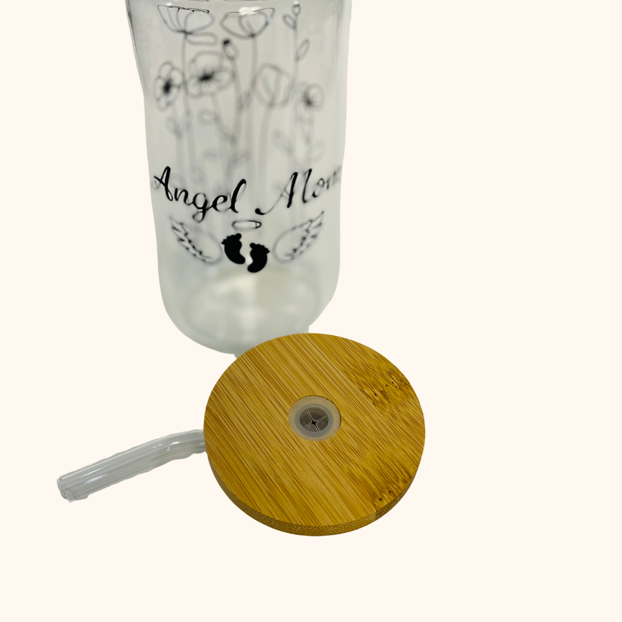 Angel Mom Floral Garden 16 oz Glass Tumbler