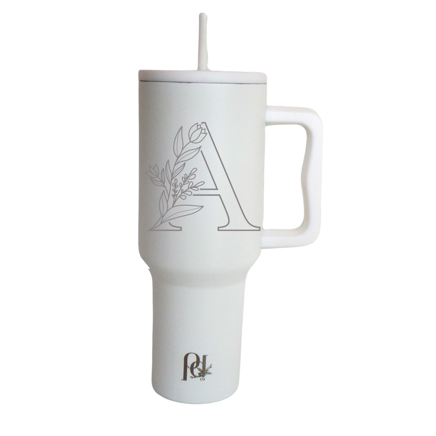 Personalized 40 oz Water Tumbler Engraved Letter, Sleek Modern Large Tumbler