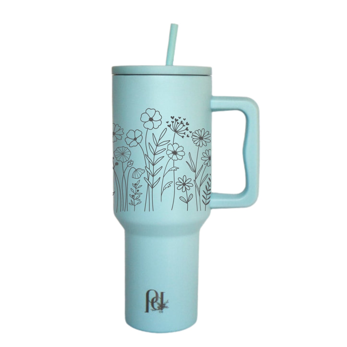 Floral Fields 40 oz Insulated Tumbler, Modern and Simple Extra Large Water Tumbler