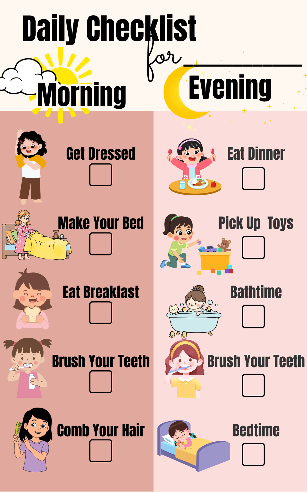 Toddlers Daily Checklist