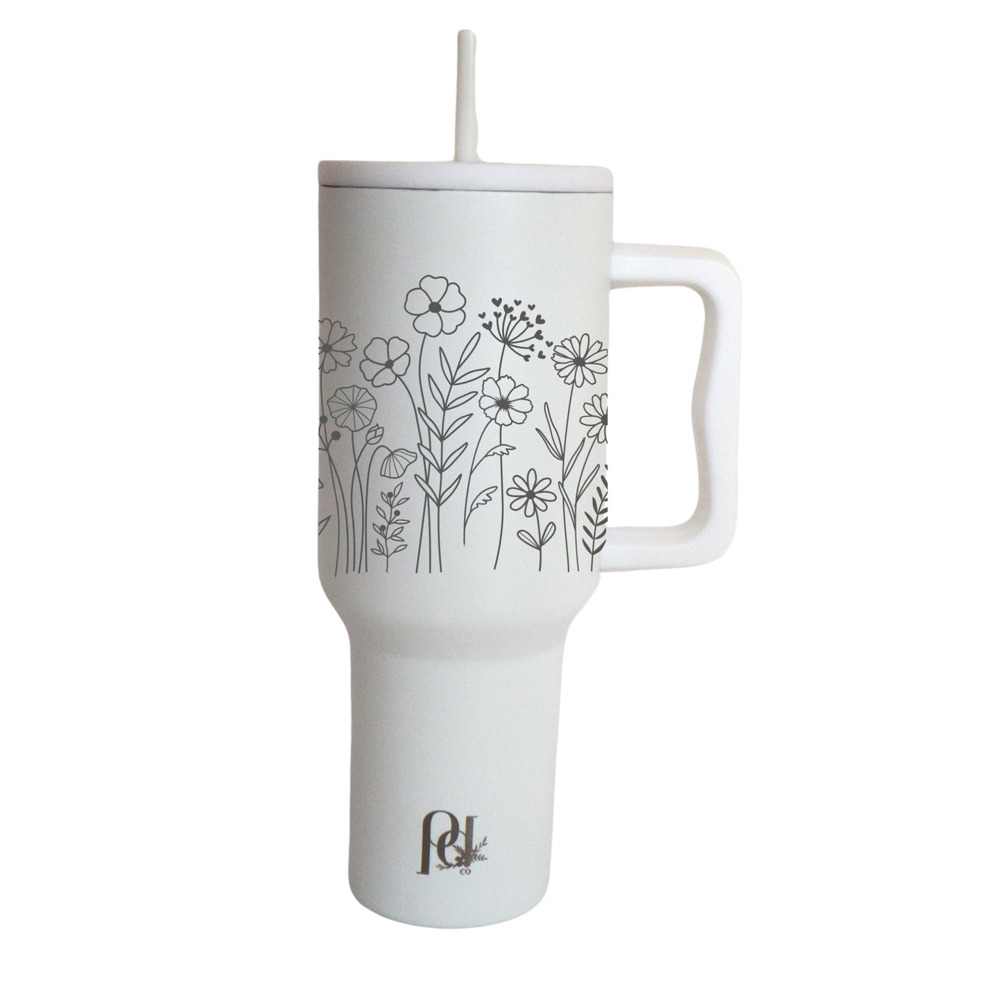 Floral Fields 40 oz Insulated Tumbler, Modern and Simple Extra Large Water Tumbler