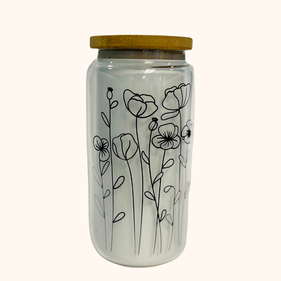 Angel Mom Floral Garden 16 oz Glass Tumbler
