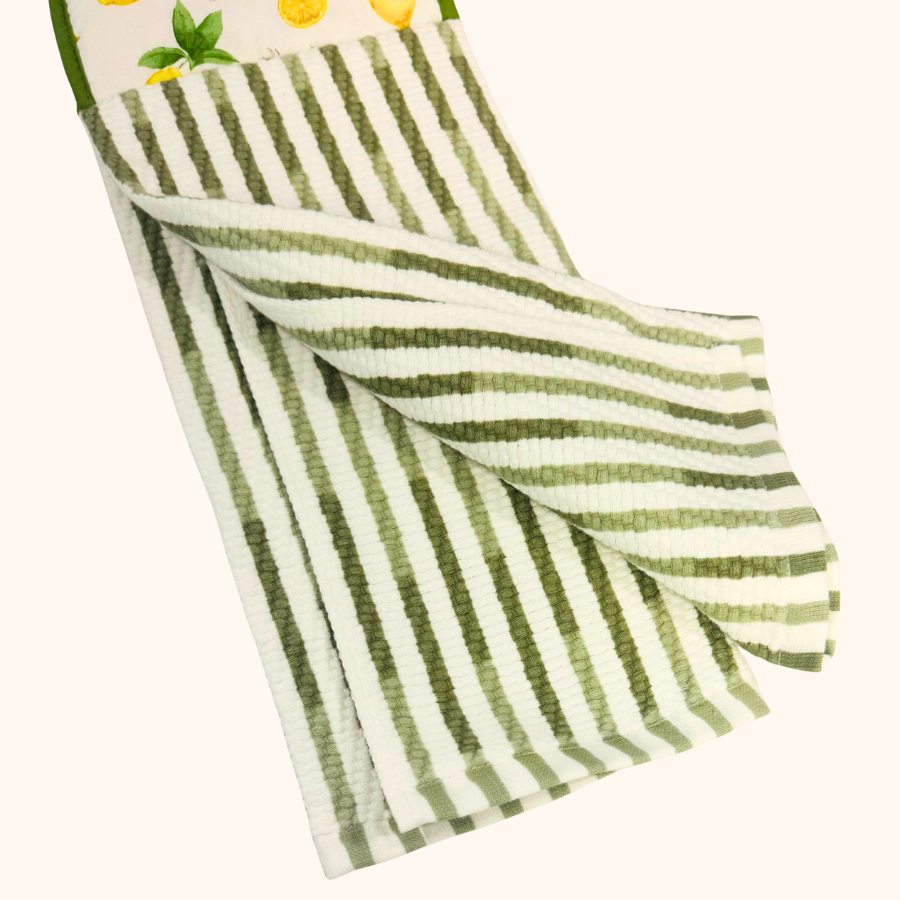 Sunny Citrus Hanging Kitchen Hand Towel, Aqua Kitchen Towel