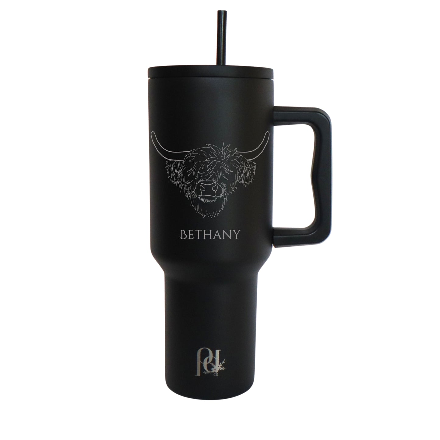 Personalized Highland Cow 40 oz Insulated Tumbler, Modern and Simple Extra Large Water Tumbler