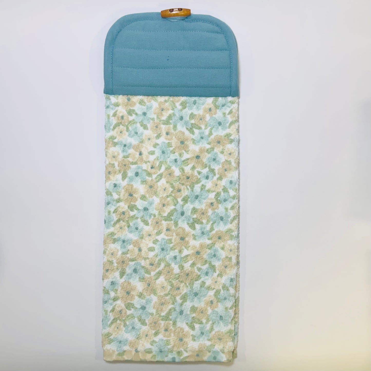 Neutrally Stunning Hanging Kitchen Hand Towel, Aqua Kitchen Towel