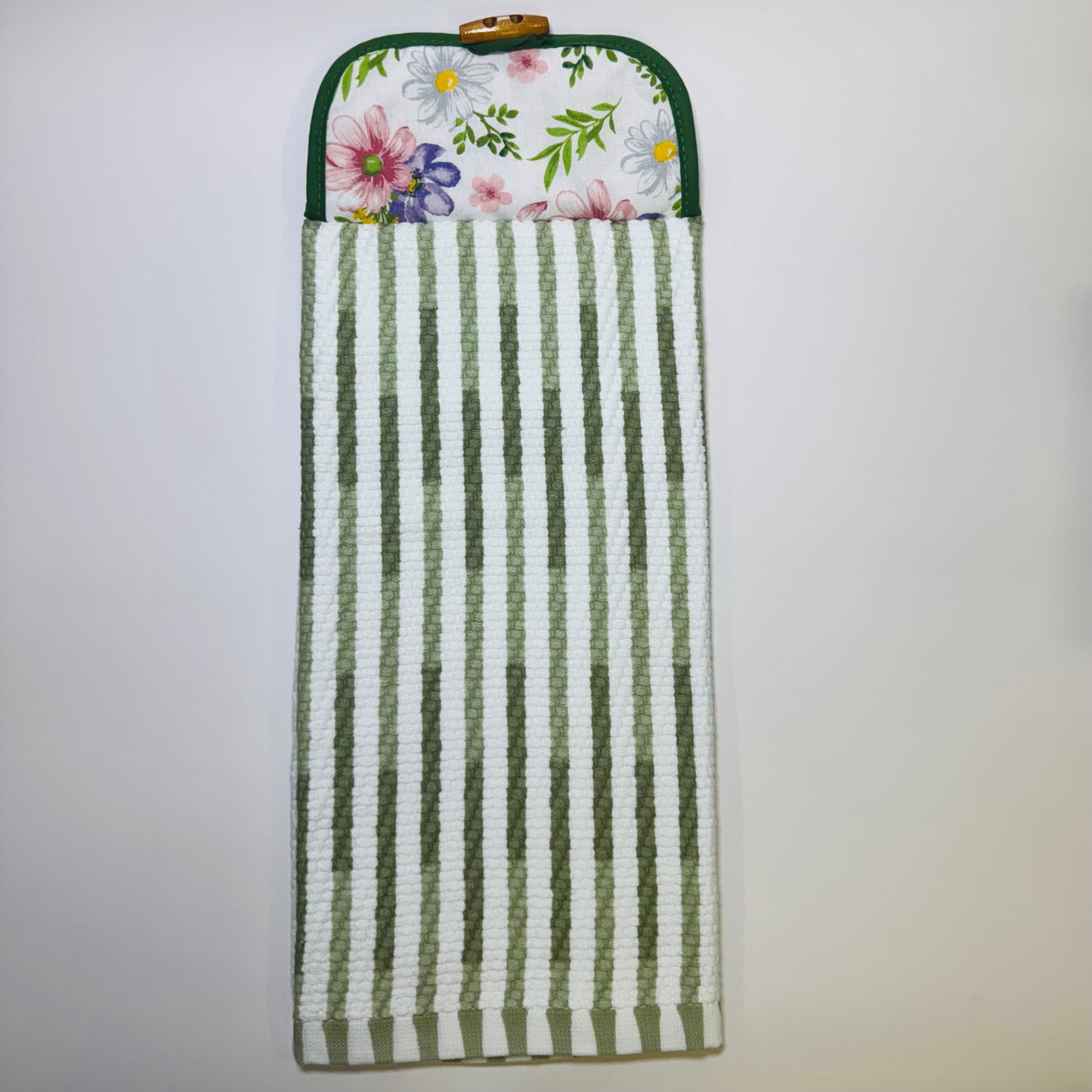 Blooming Spring Hanging Kitchen Hand Towel, Aqua Kitchen Towel