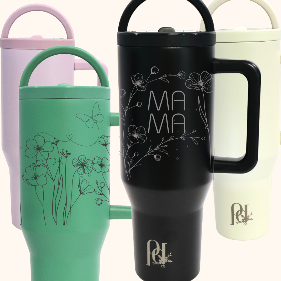 Meadow Mama Personalized Hydra Hauler – 40 oz Wildflower Laser Engraved Tumbler | Custom Mama, Mom or Grandma Cup