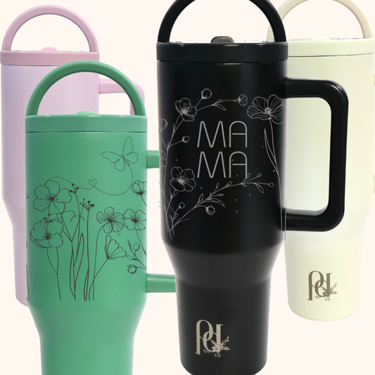 Meadow Mama Personalized Hydra Hauler – 40 oz Wildflower Laser Engraved Tumbler | Custom Mama, Mom or Grandma Cup