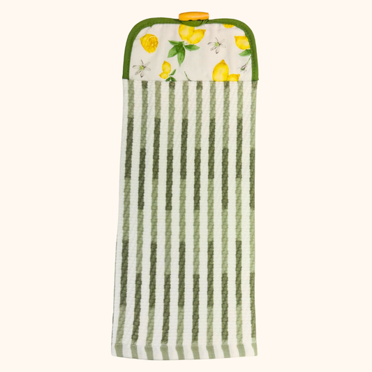 Sunny Citrus Hanging Kitchen Hand Towel, Aqua Kitchen Towel