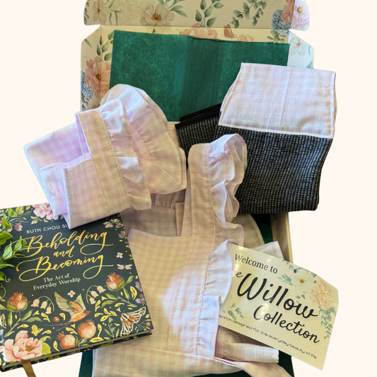 Mother’s Day Gift Box for Women | Linen Cross Back Apron, Handmade Kitchen Gift Set, Custom Add-On Options