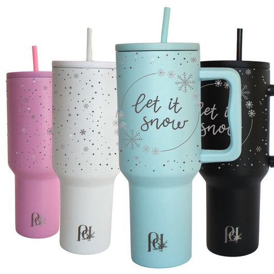 40 oz Christmas Thirst Quencher, Modern Let It Snow Holiday Water Tumbler