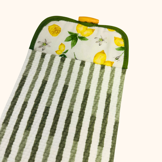 Sunny Citrus Hanging Kitchen Hand Towel, Aqua Kitchen Towel