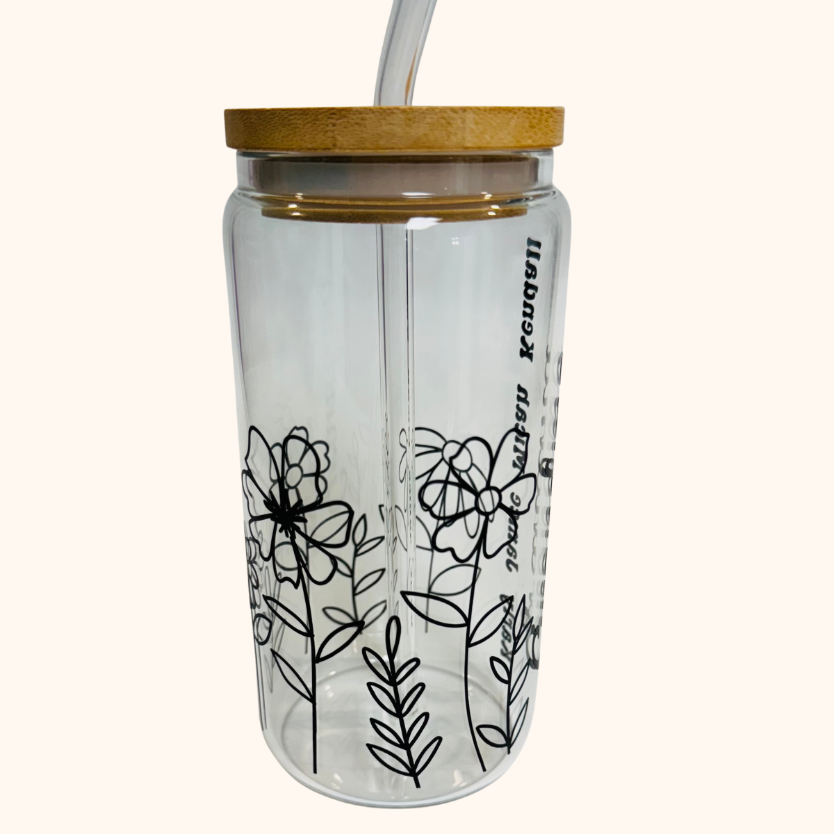Dancing Daisy – 16 oz Glass Iced Coffee Tumbler | Floral Matcha Cup (Copy)