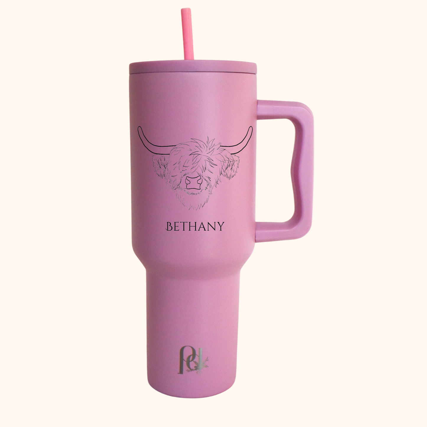 Personalized Highland Cow 40 oz Insulated Tumbler, Modern and Simple Extra Large Water Tumbler