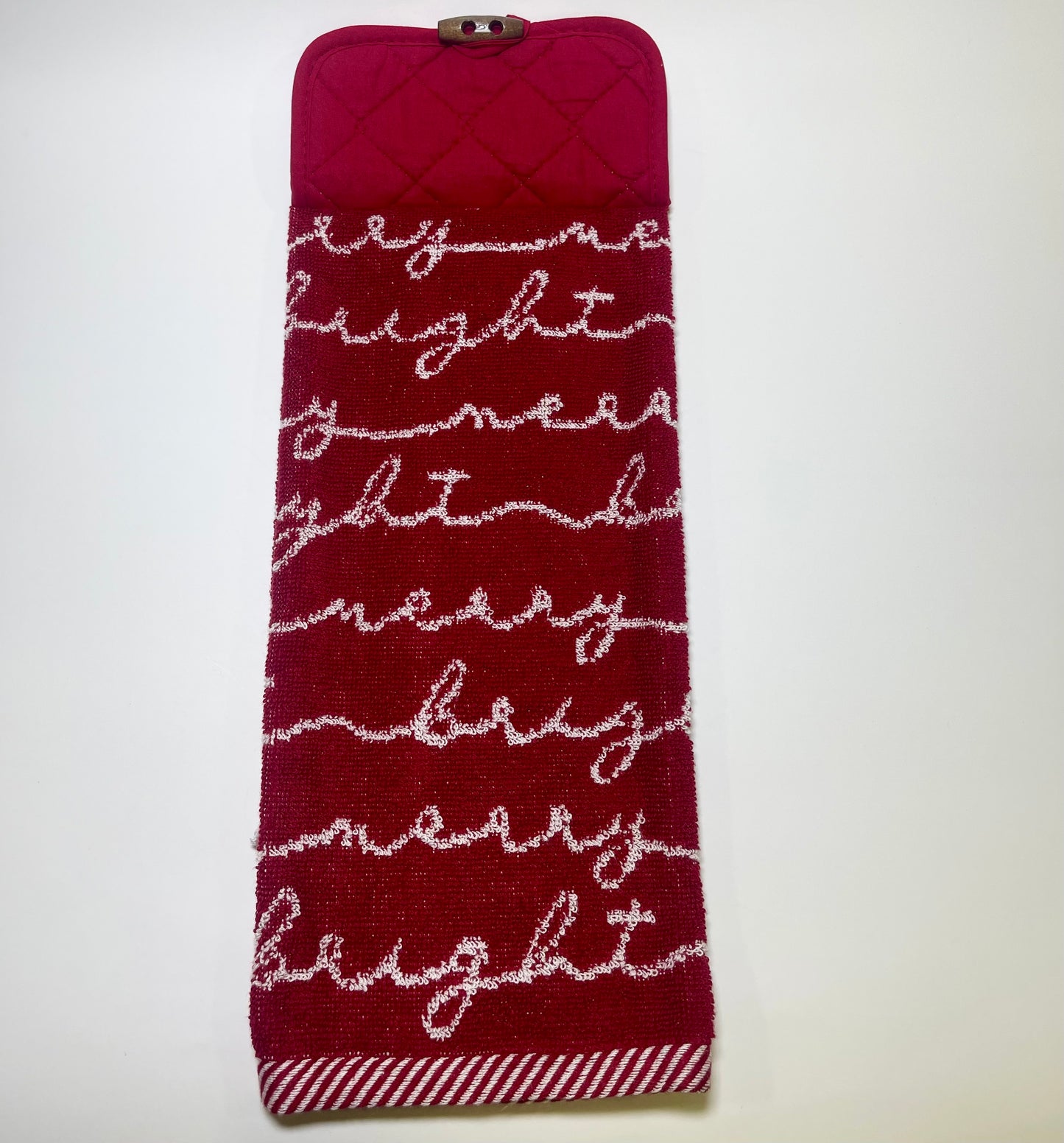 Christmas Red Merry & Bright Hanging Kitchen Hand Towel