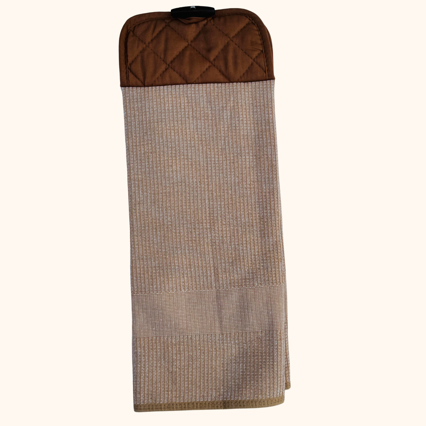Hanging Kitchen Hand Towel with Button – Brown and Spring Floral – Absorbent Oven Door Towel