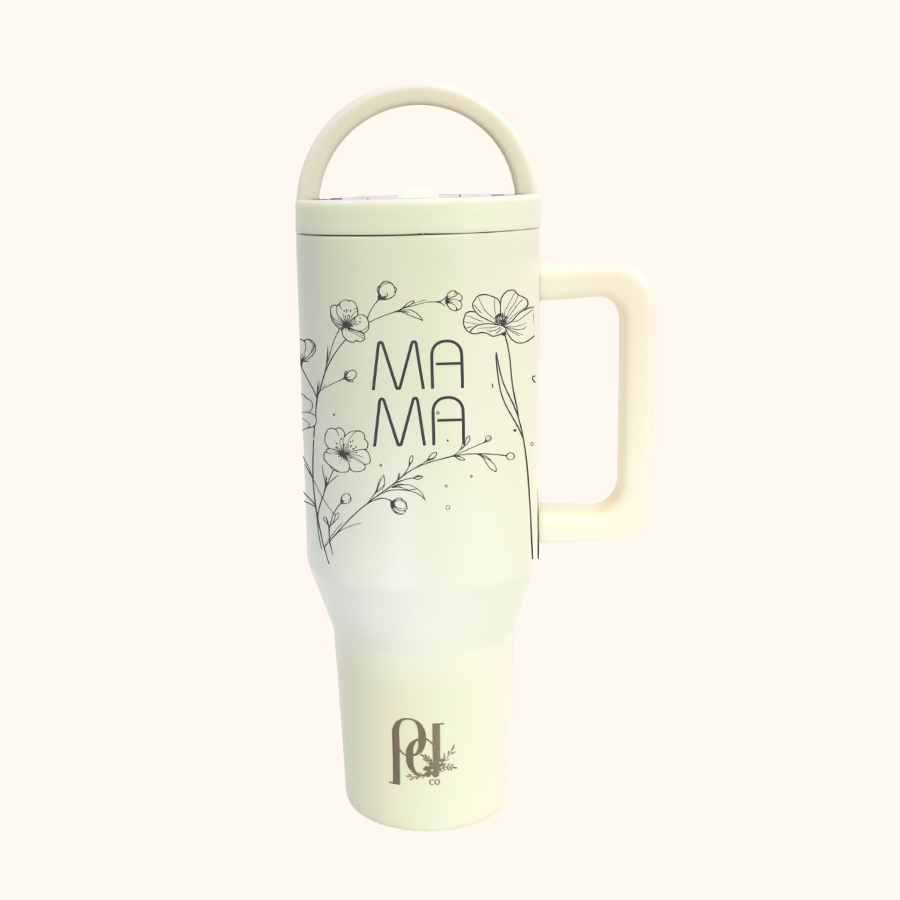 Meadow Mama Personalized Hydra Hauler – 40 oz Wildflower Laser Engraved Tumbler | Custom Mama, Mom or Grandma Cup