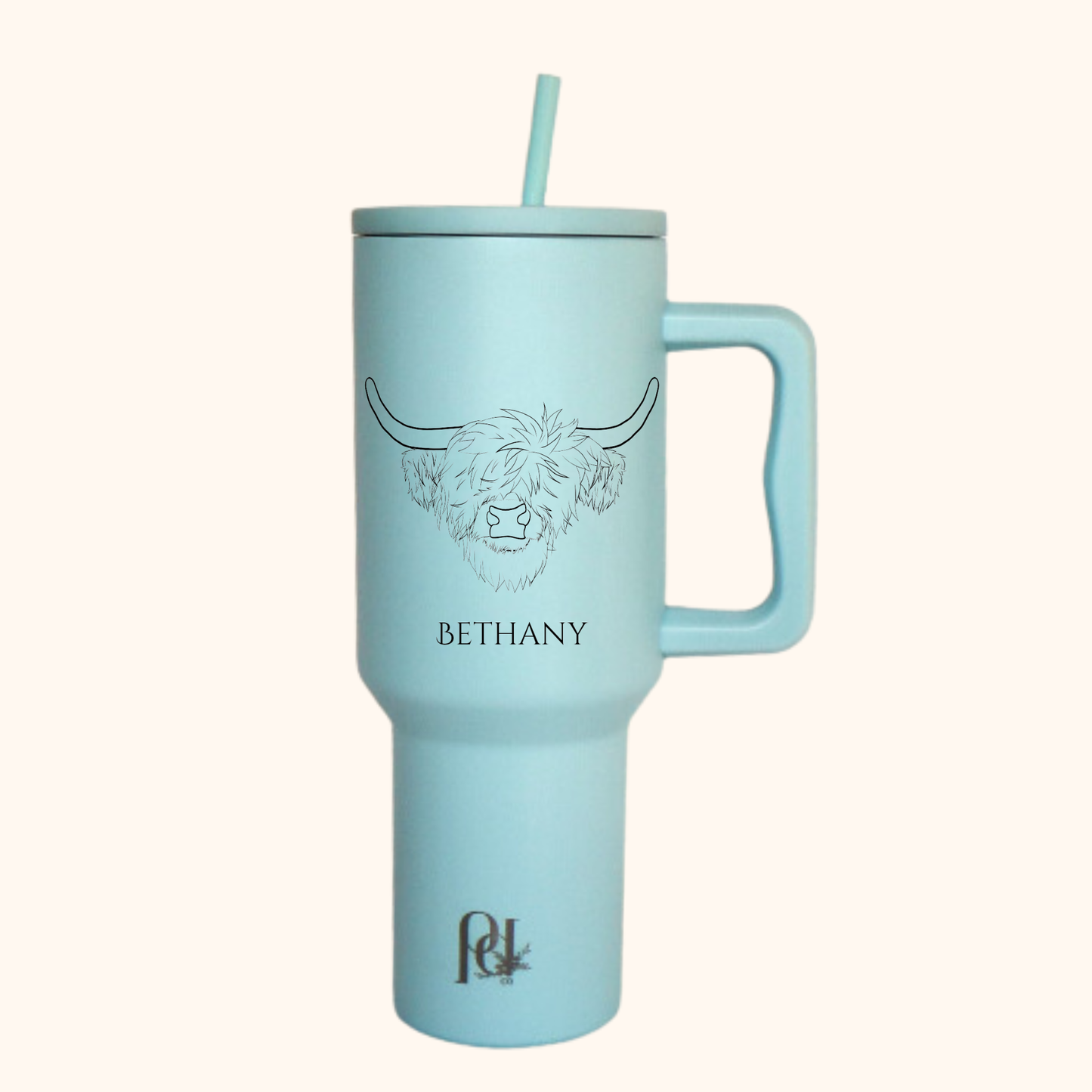 Personalized Highland Cow 40 oz Insulated Tumbler, Modern and Simple Extra Large Water Tumbler