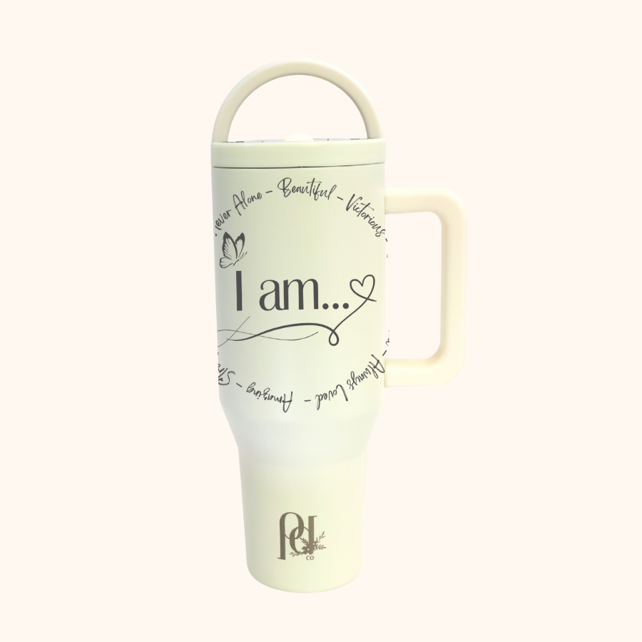 I am...Worthy Butterfly Hydra Hauler – 40 oz Leakproof Stainless Steel Tumbler with Dual Handles & Flip Straw | Laser Engraved Tumblers