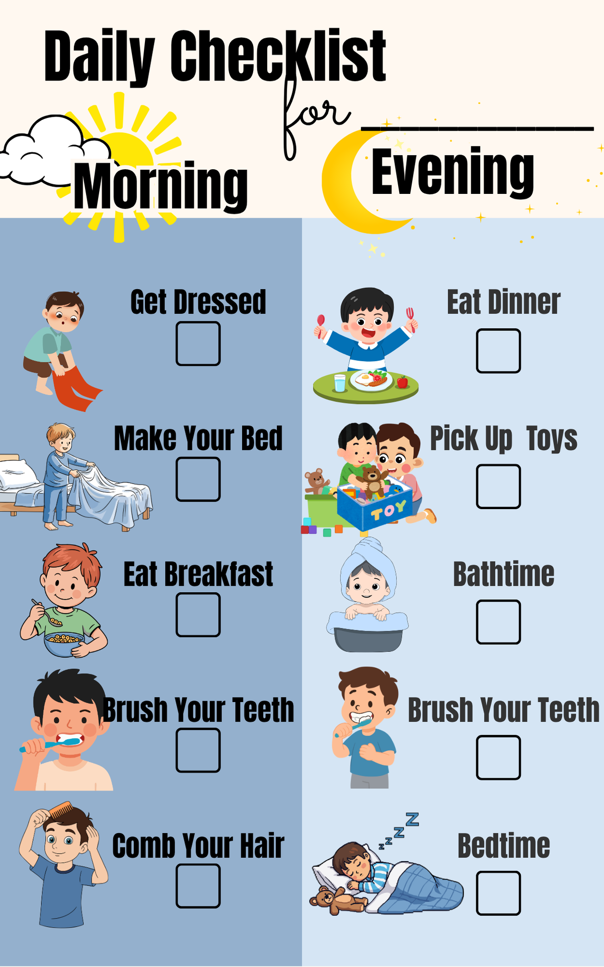 Toddlers Daily Checklist