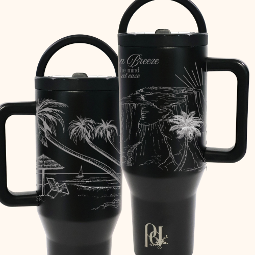 Paradise Found Hydra Hauler – 40 oz Leakproof Stainless Steel Tumbler with Dual Handles & Flip Straw | Laser Engraved Florals, Quotes & Bible Verses