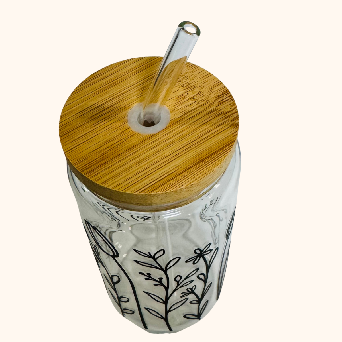 Garden Flutter – 16 oz Glass Iced Coffee Tumbler | Floral Matcha Cup