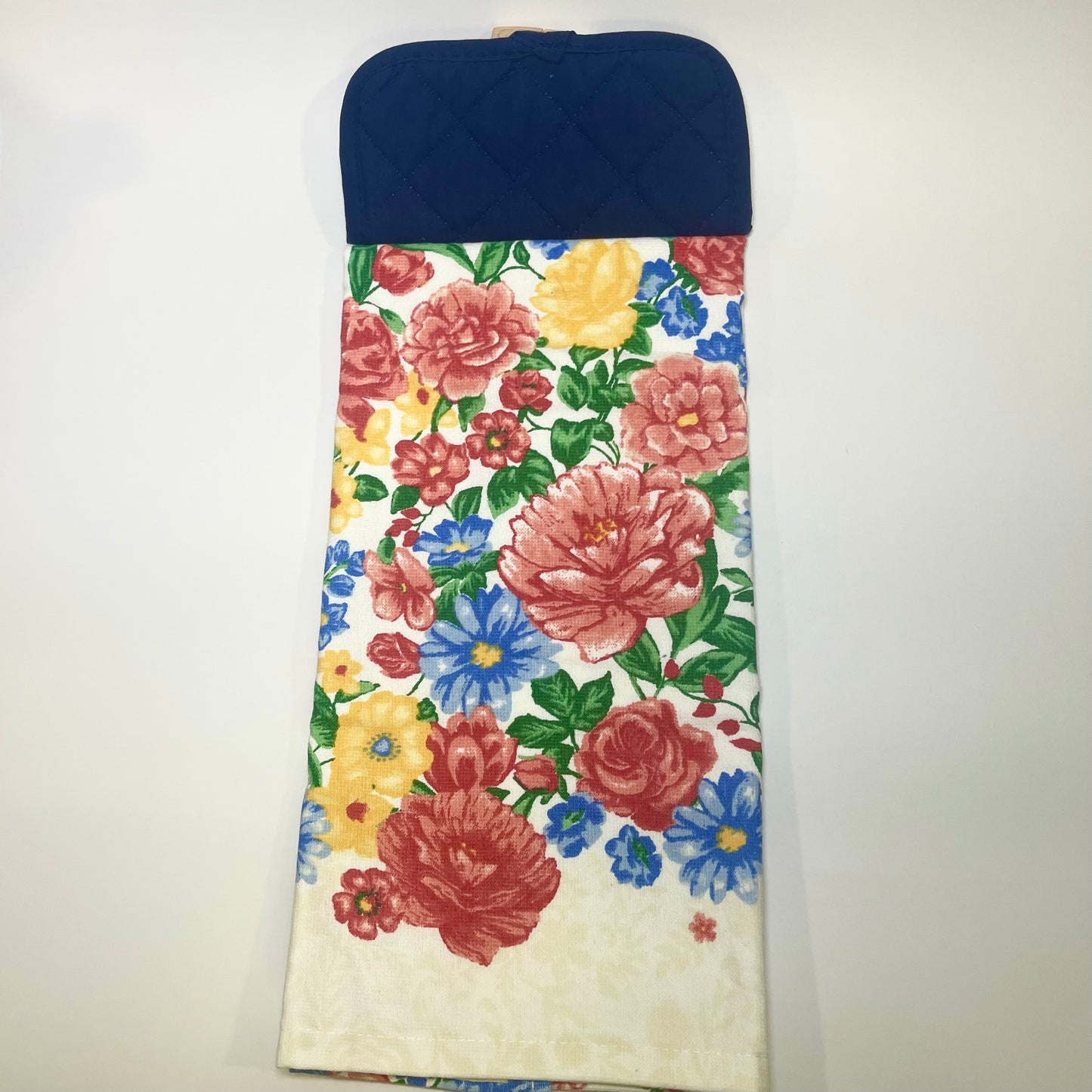 Blue and Yellow Floral Hanging Kitchen Hand Towel