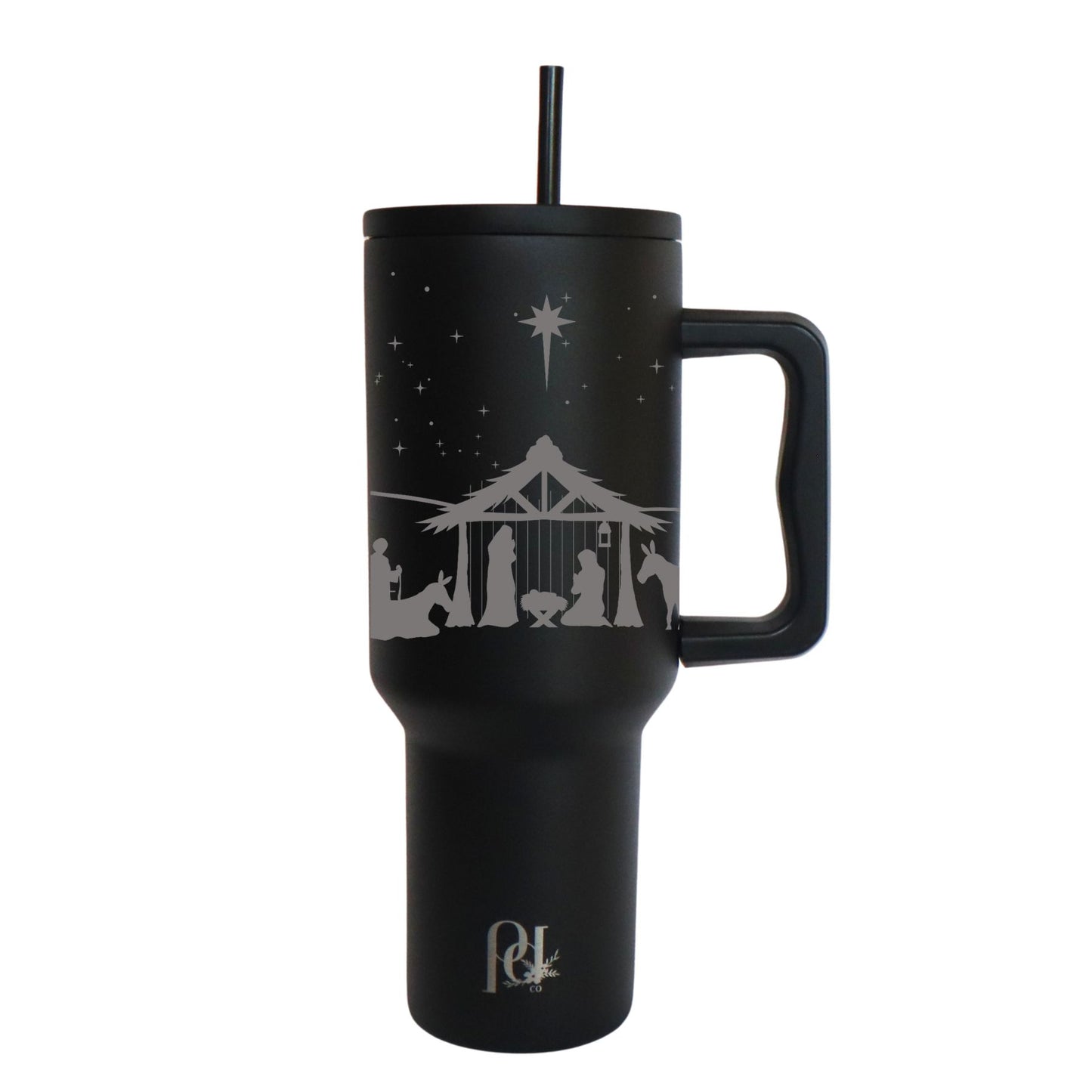 40 oz Christmas Thirst Quencher, Modern Holy Night Holiday Water Tumbler