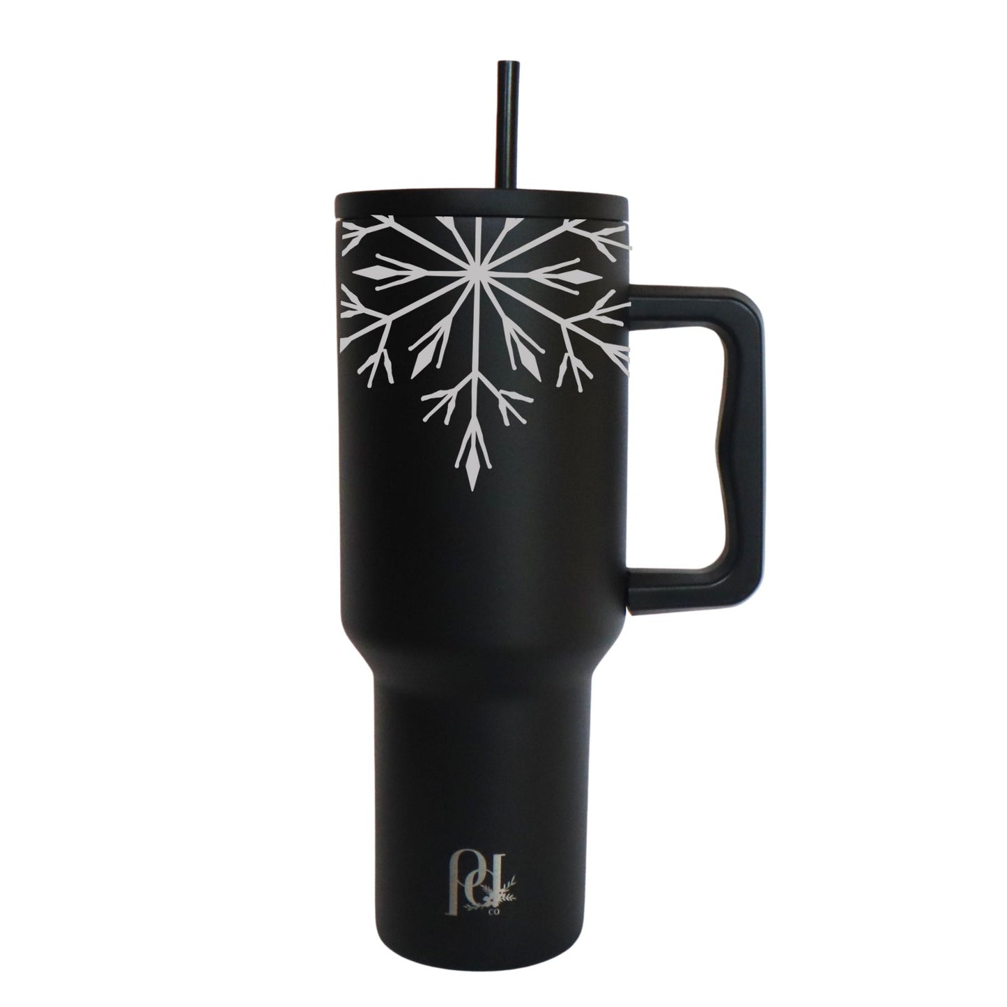 40 oz Christmas Thirst Quencher, Modern Snowflake Kisses Holiday Water Tumbler