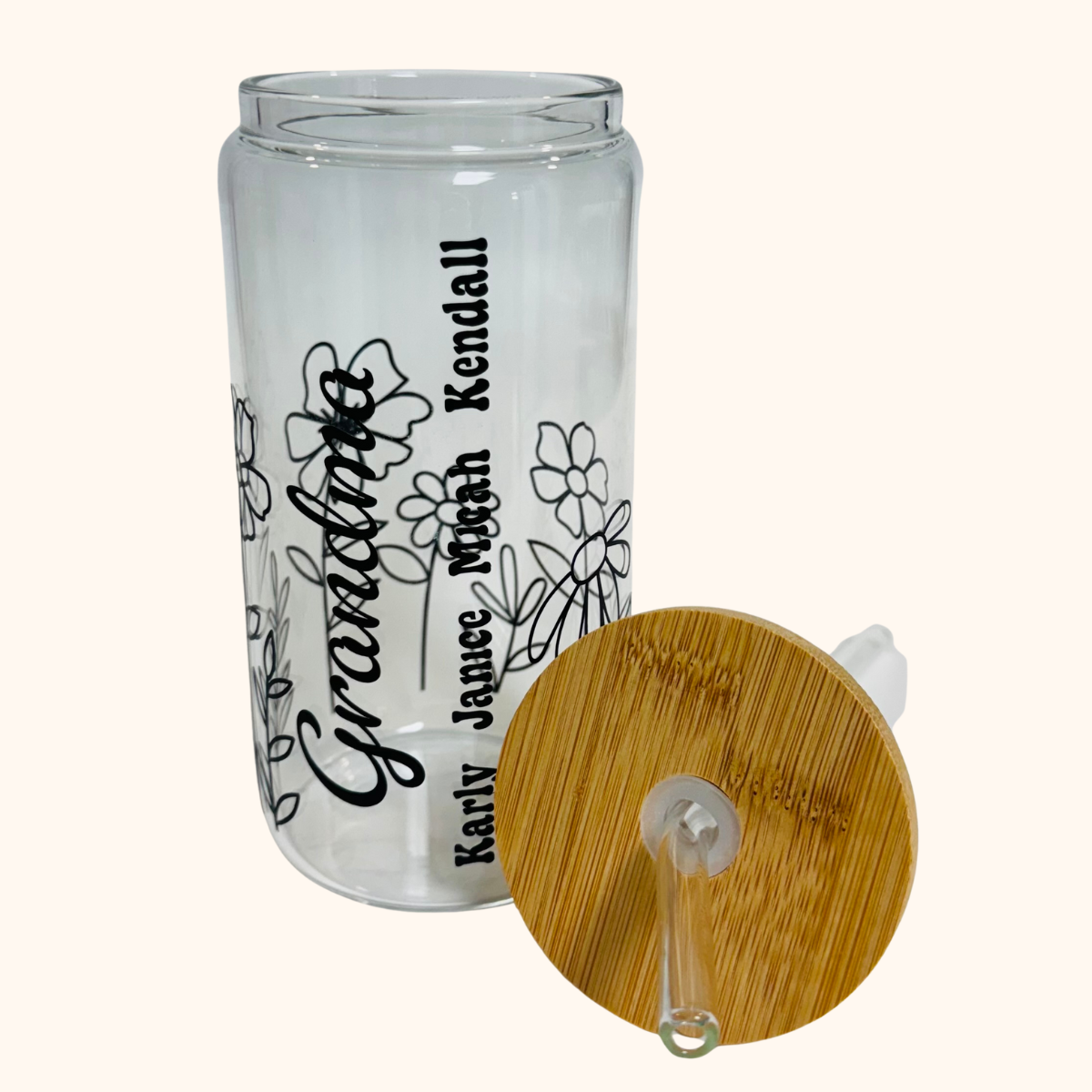 Dancing Daisy – 16 oz Glass Iced Coffee Tumbler | Floral Matcha Cup (Copy)