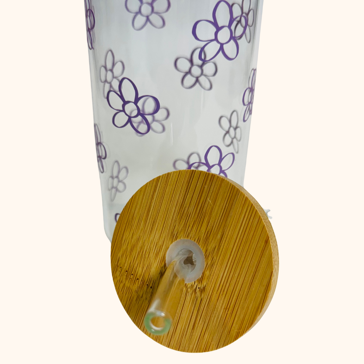 Dancing Daisy – 16 oz Glass Iced Coffee Tumbler | Floral Matcha Cup