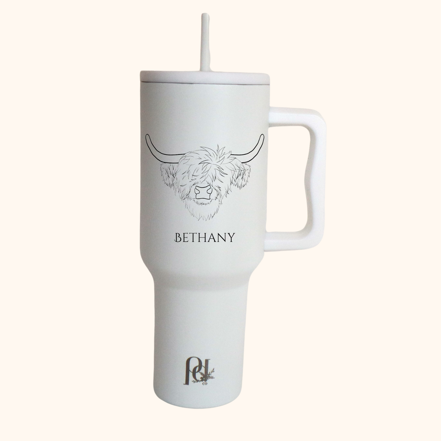 Personalized Highland Cow 40 oz Insulated Tumbler, Modern and Simple Extra Large Water Tumbler