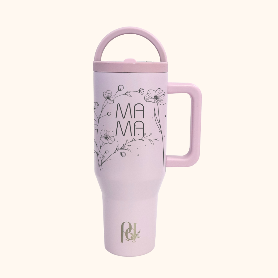 Meadow Mama Personalized Hydra Hauler – 40 oz Wildflower Laser Engraved Tumbler | Custom Mama, Mom or Grandma Cup