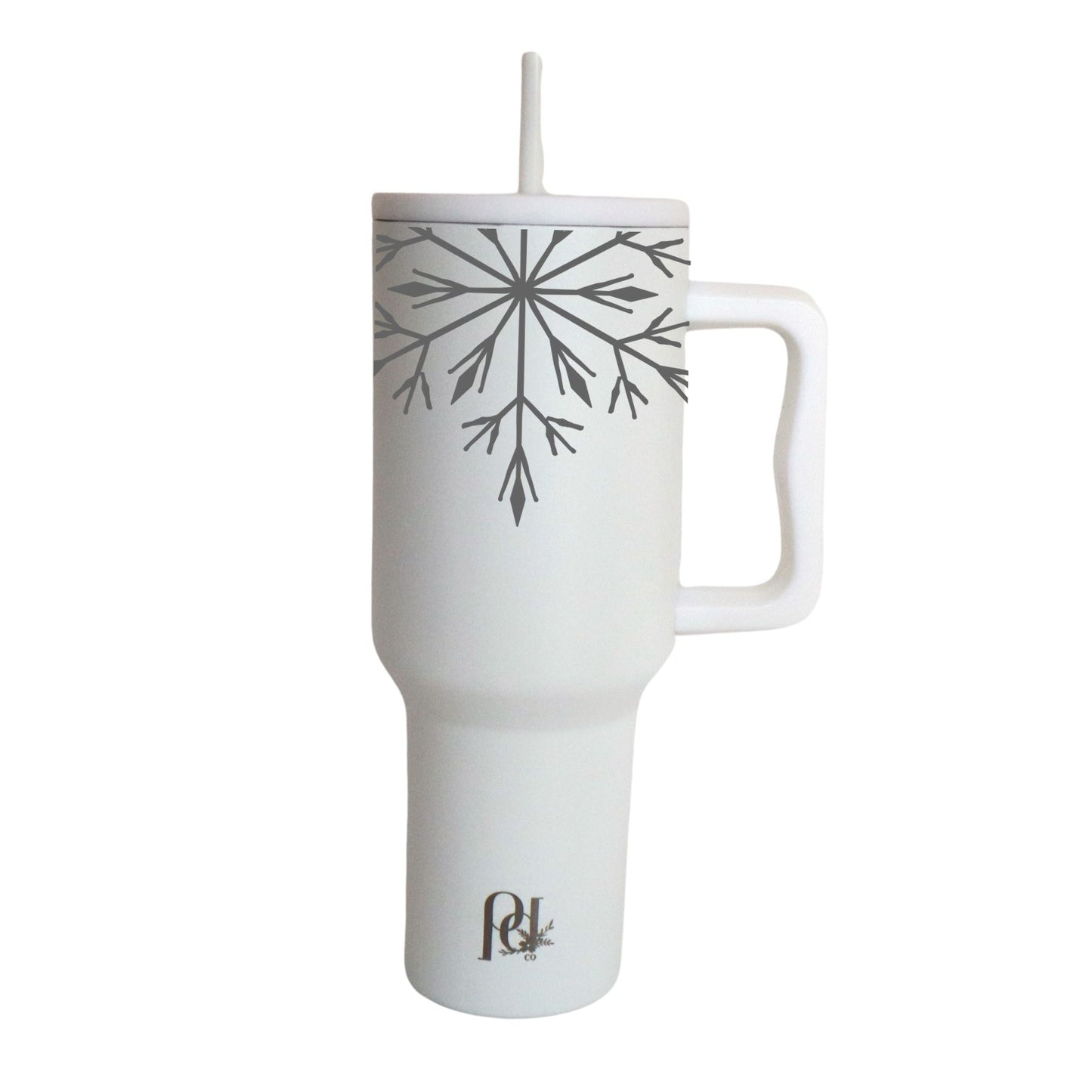 40 oz Christmas Thirst Quencher, Modern Snowflake Kisses Holiday Water Tumbler