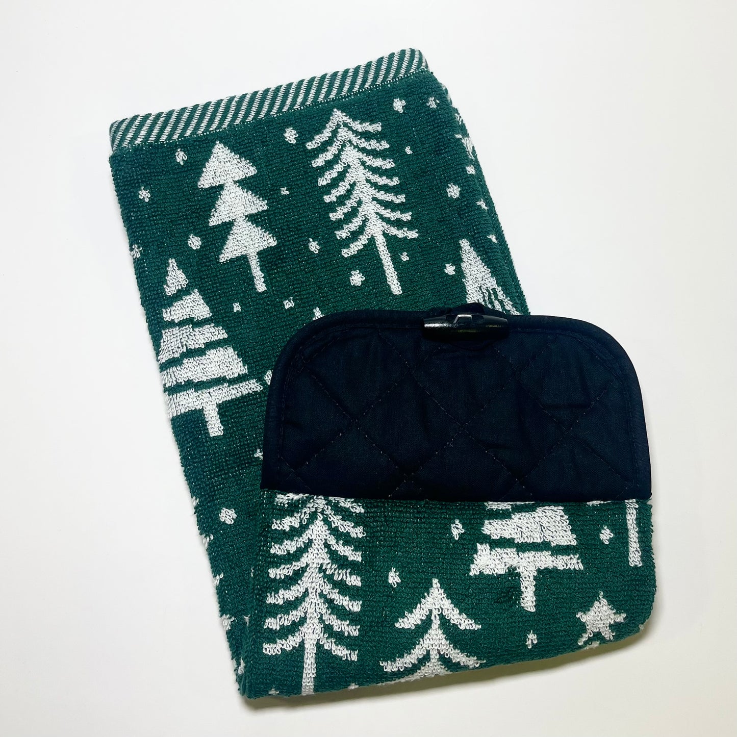 Christmas Dark Green Trees Hanging Kitchen Hand Towel