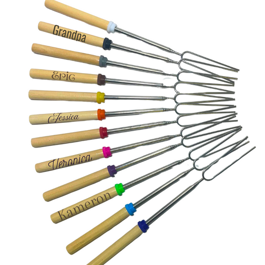 Personalized Roasting Sticks, Extendable Campfire Marshmallow Sticks