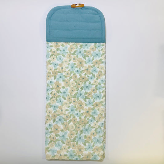 Neutrally Stunning Hanging Kitchen Hand Towel, Aqua Kitchen Towel
