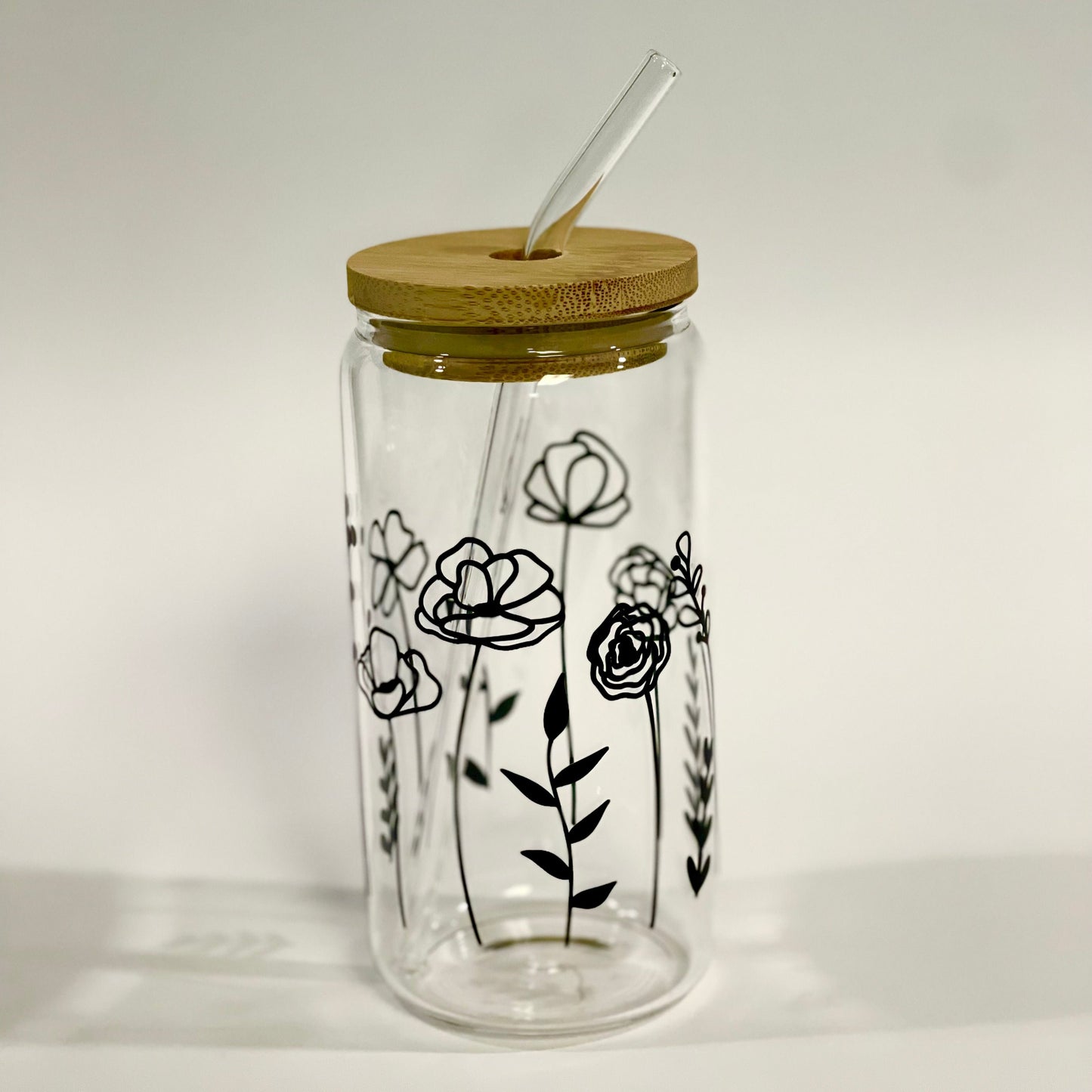 16 oz Wildflowers Tumbler with Bamboo Lid and Glass Straw