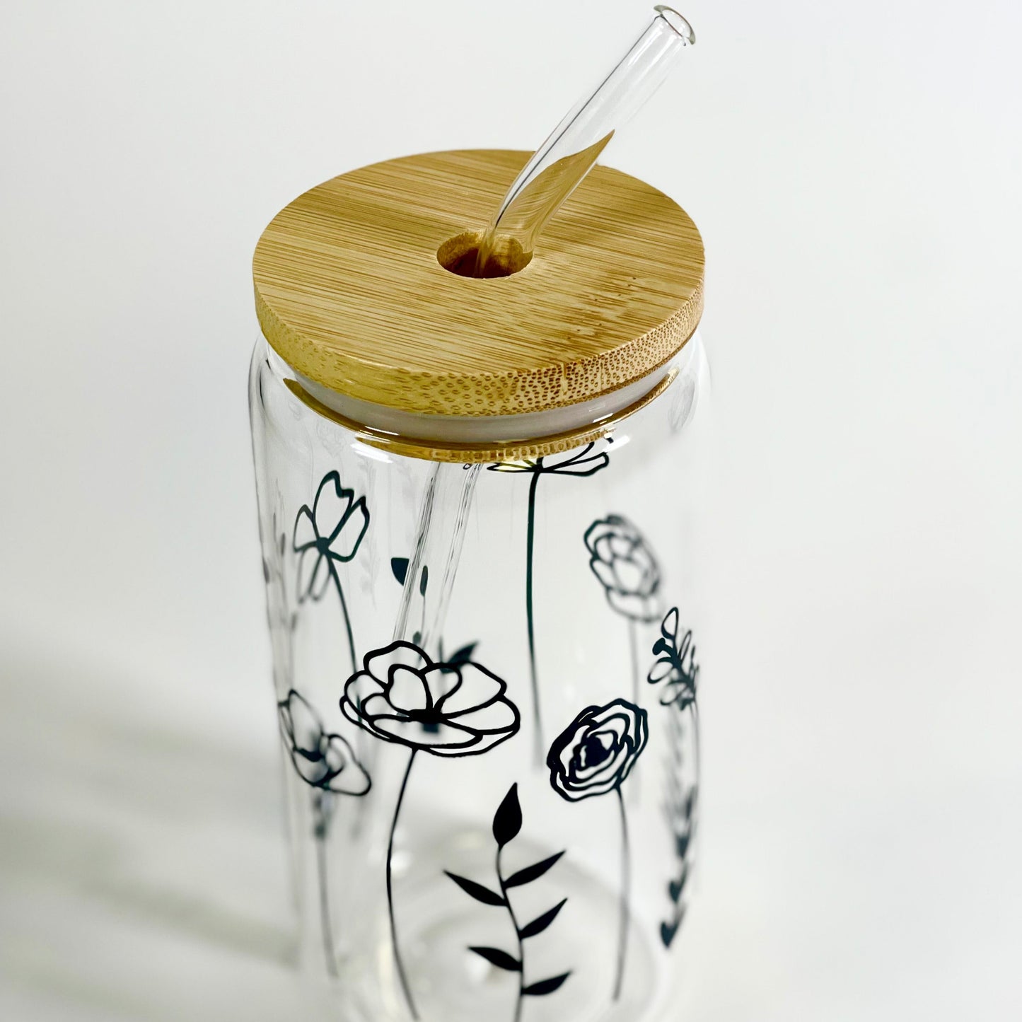 16 oz Wildflowers Tumbler with Bamboo Lid and Glass Straw