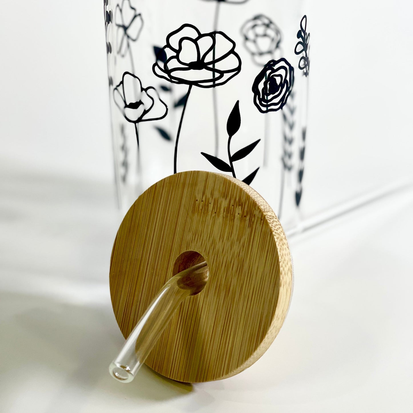 16 oz Wildflowers Tumbler with Bamboo Lid and Glass Straw